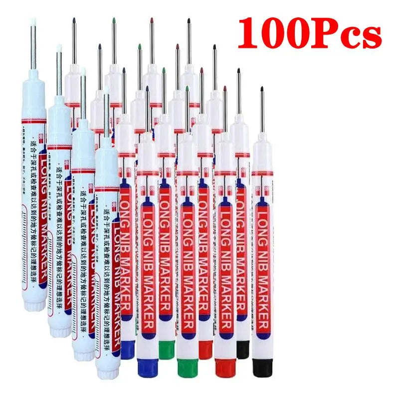 1-40PCS 20mm Deep Hole Long Nib Head Markers For Metal Perforating Pen Waterproof Bathroom Woodworking Decoration Multi-Purpose