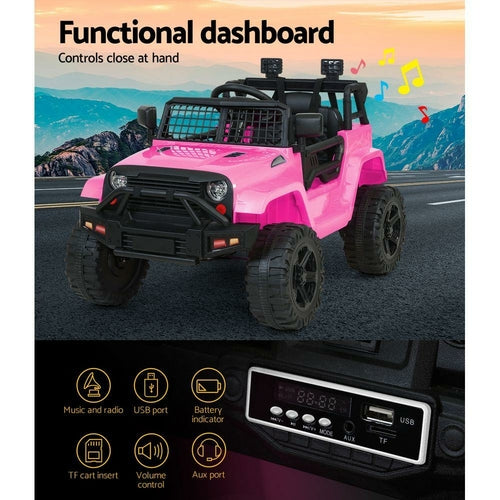 Rigo Kids Electric Ride On Car Jeep Toy Cars Remote 12V Pink