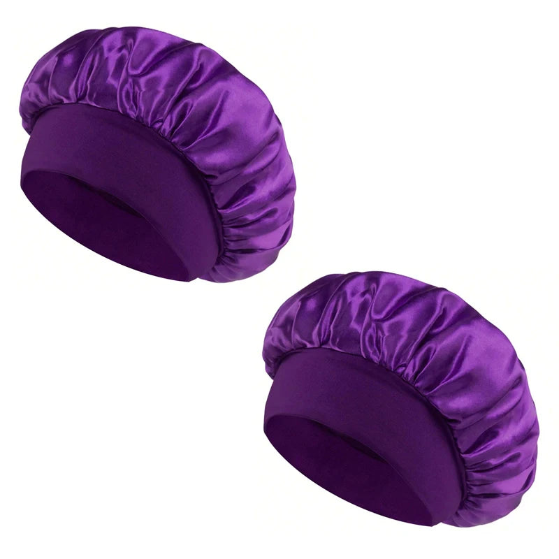 New Women's Satin Solid Wide-brimmed Sleeping Hat Unisex Head Wrap Elastic Band Cap Hair Care Bonnet Night Hat bonnet de nuit