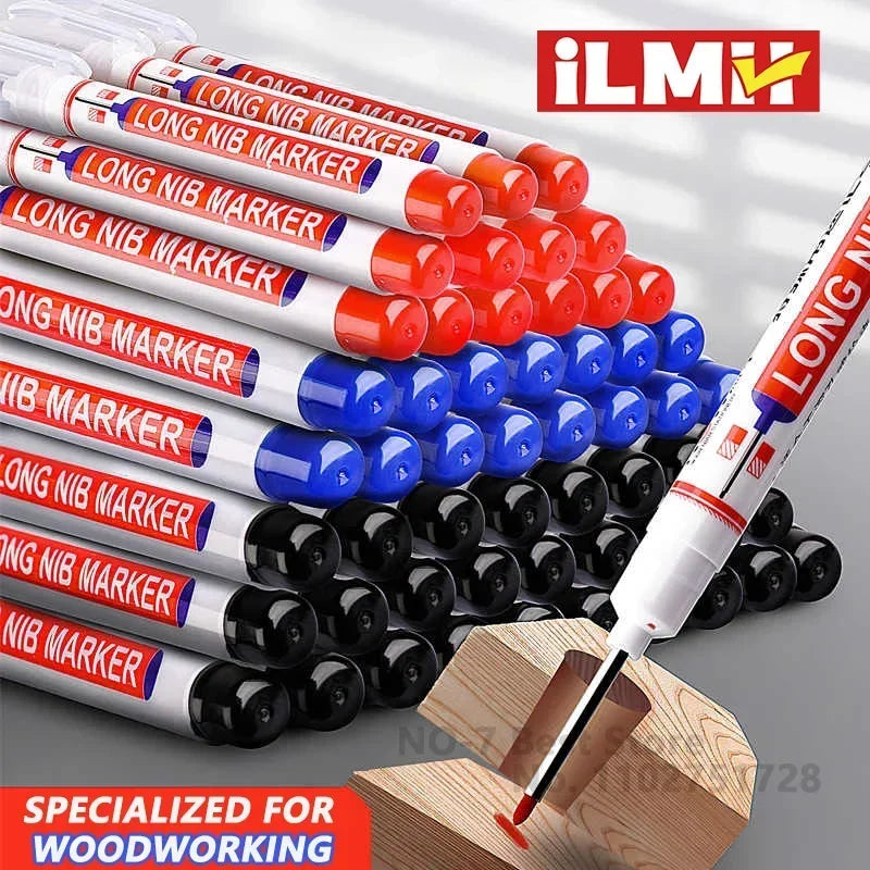 1-40PCS 20mm Deep Hole Long Nib Head Markers For Metal Perforating Pen Waterproof Bathroom Woodworking Decoration Multi-Purpose