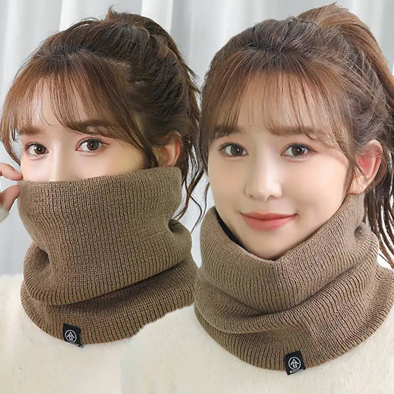 Fashion Women Knitted Scarf Solid Cashmer Like Winter Snood Scarves Lady Warm Wool Fur Thick Unisex Men Neck Scarfs Ring