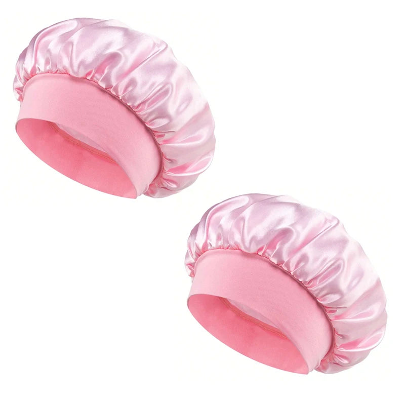 New Women's Satin Solid Wide-brimmed Sleeping Hat Unisex Head Wrap Elastic Band Cap Hair Care Bonnet Night Hat bonnet de nuit
